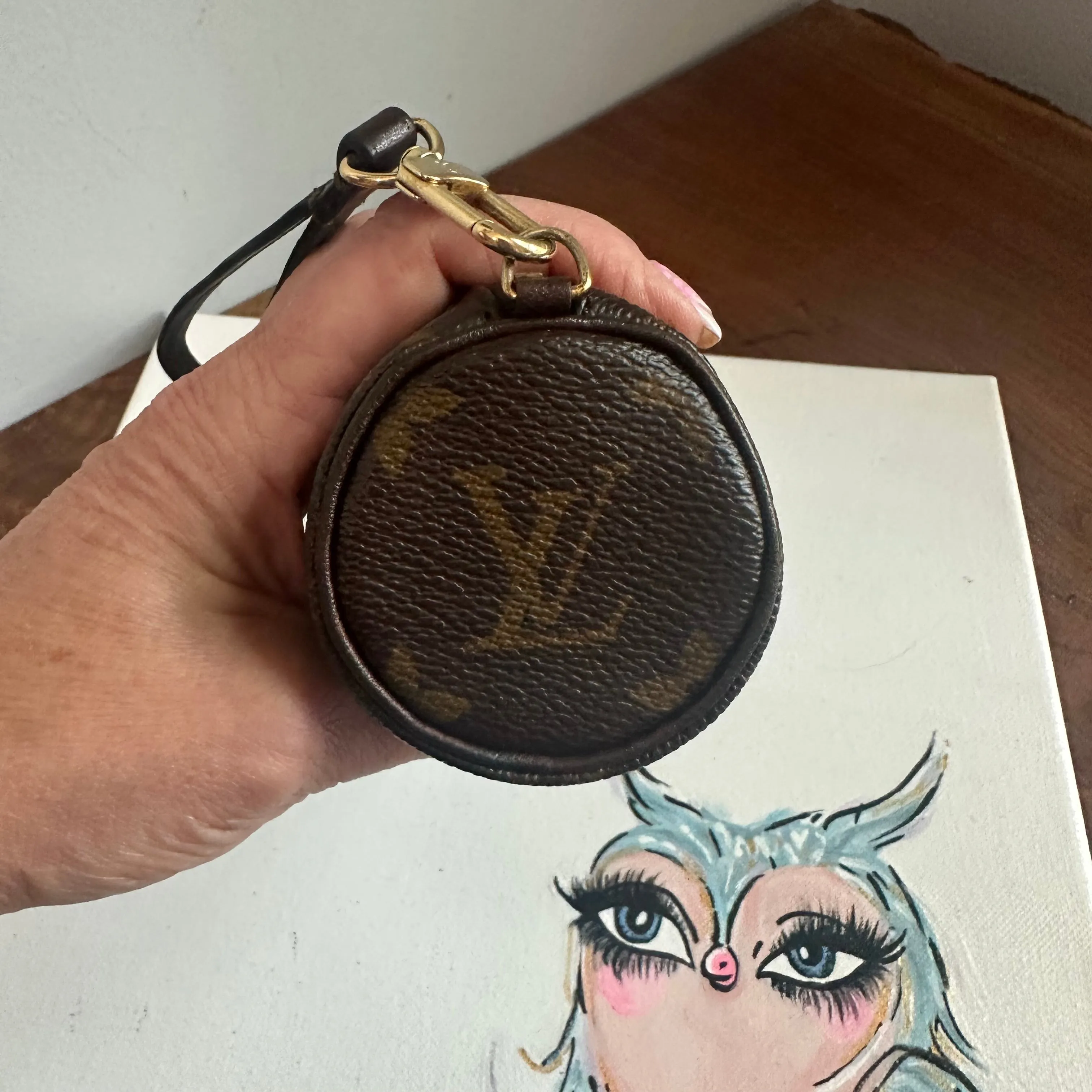The Junco Wristlet - Vintage LV Monogram Papillon in Dark Brown
