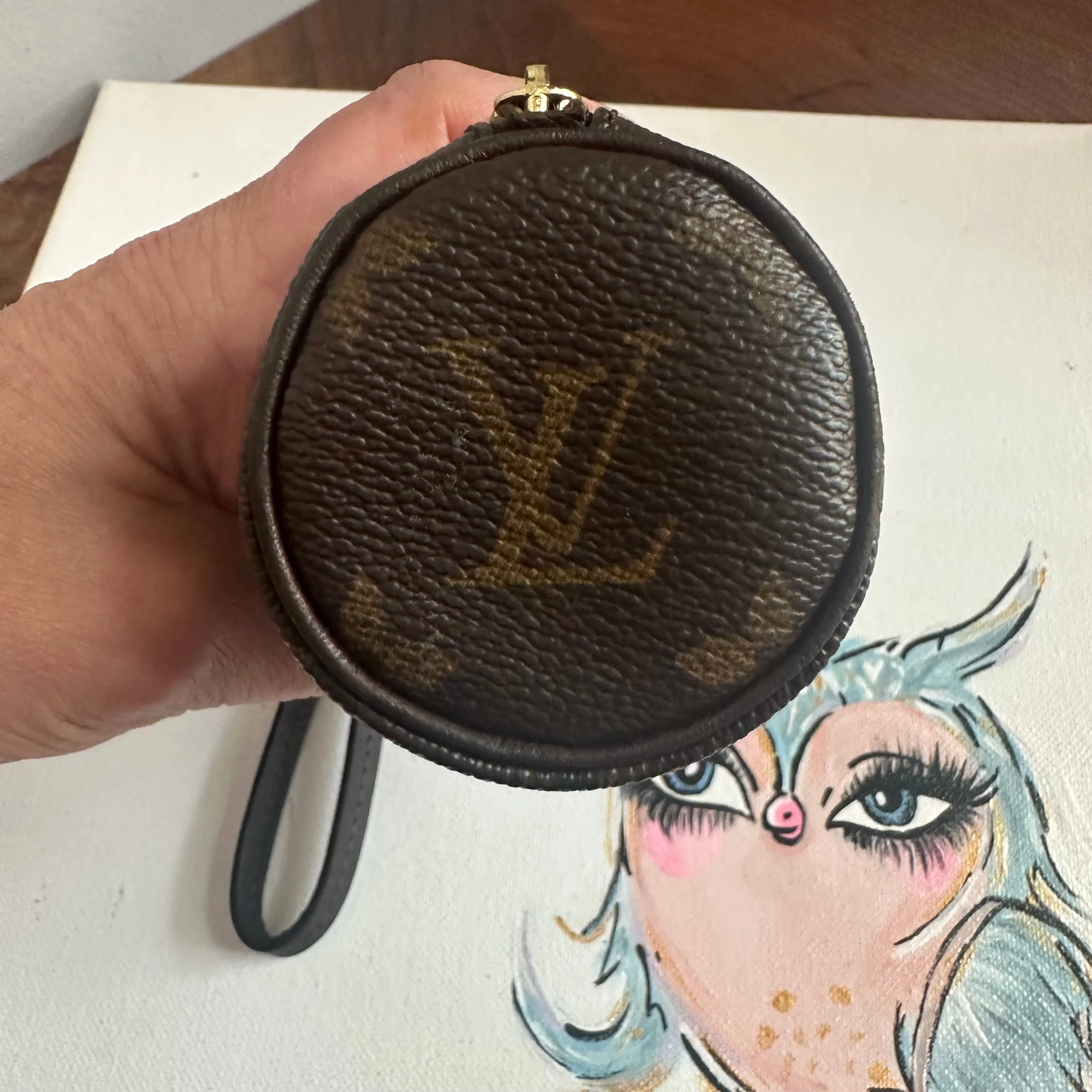 The Junco Wristlet - Vintage LV Monogram Papillon in Dark Brown