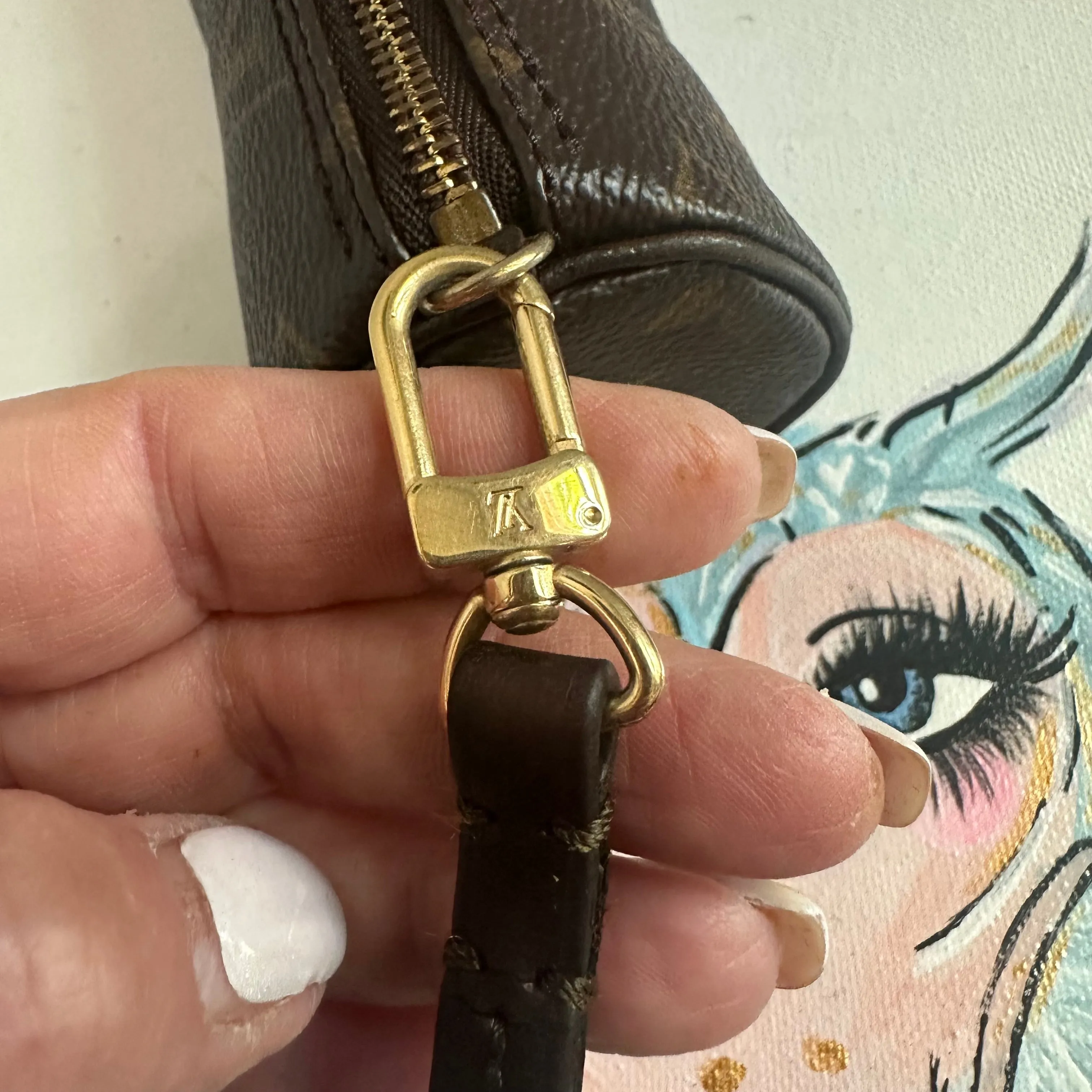 The Junco Wristlet - Vintage LV Monogram Papillon in Dark Brown