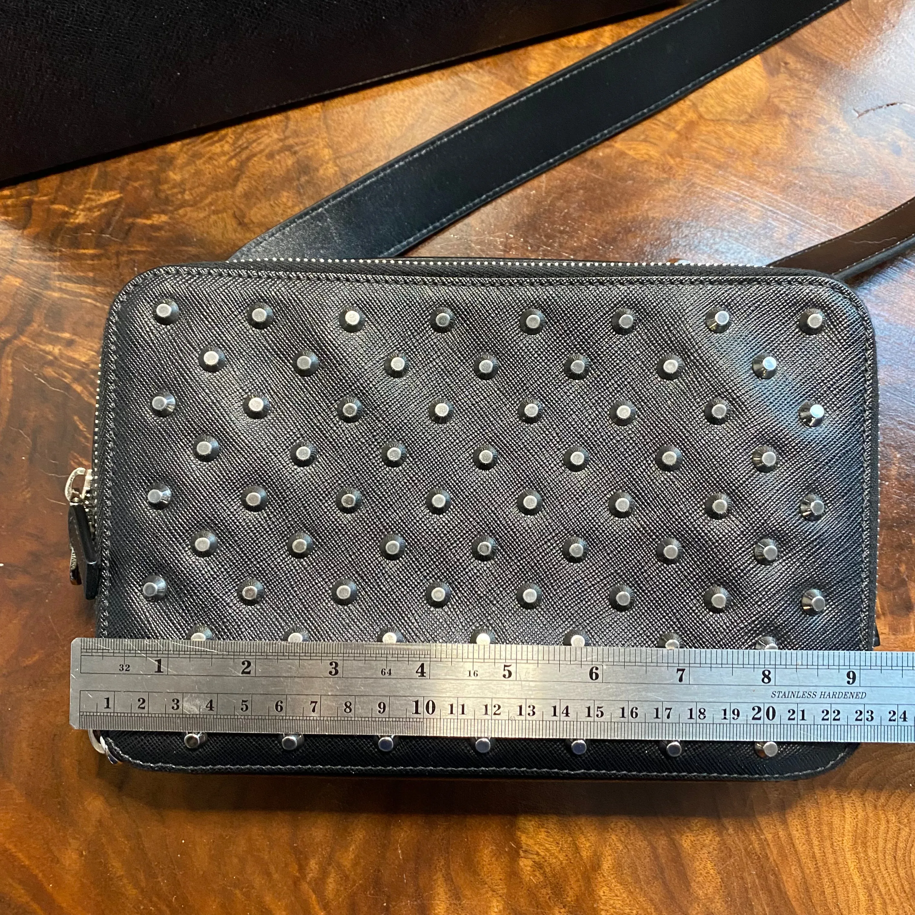 The Swan - Vintage Prada Organizer with Studs Crossbody/Wristlet