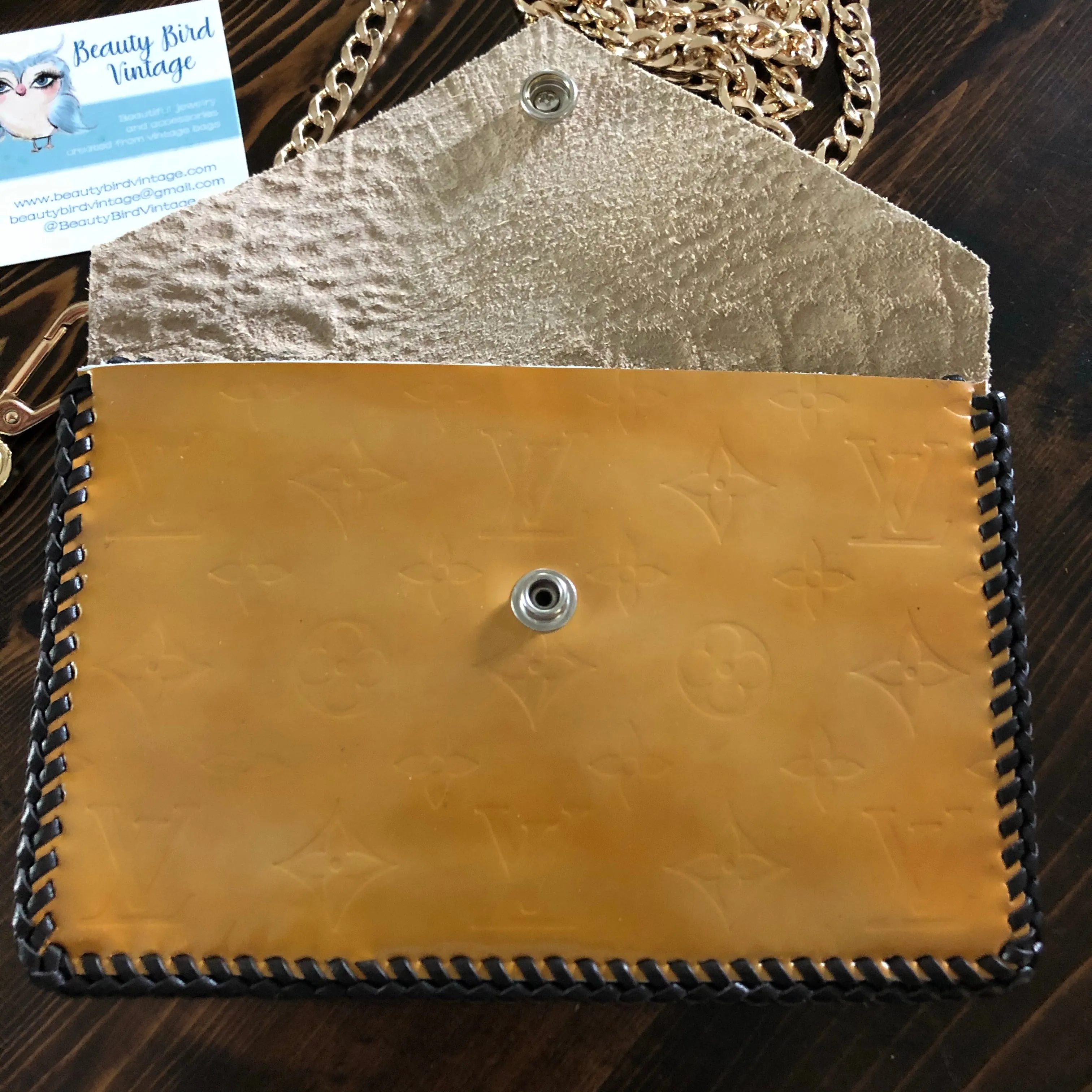 The Wren - Gold Vernis Vintage Wristlet/Crossbody/Clutch Bag