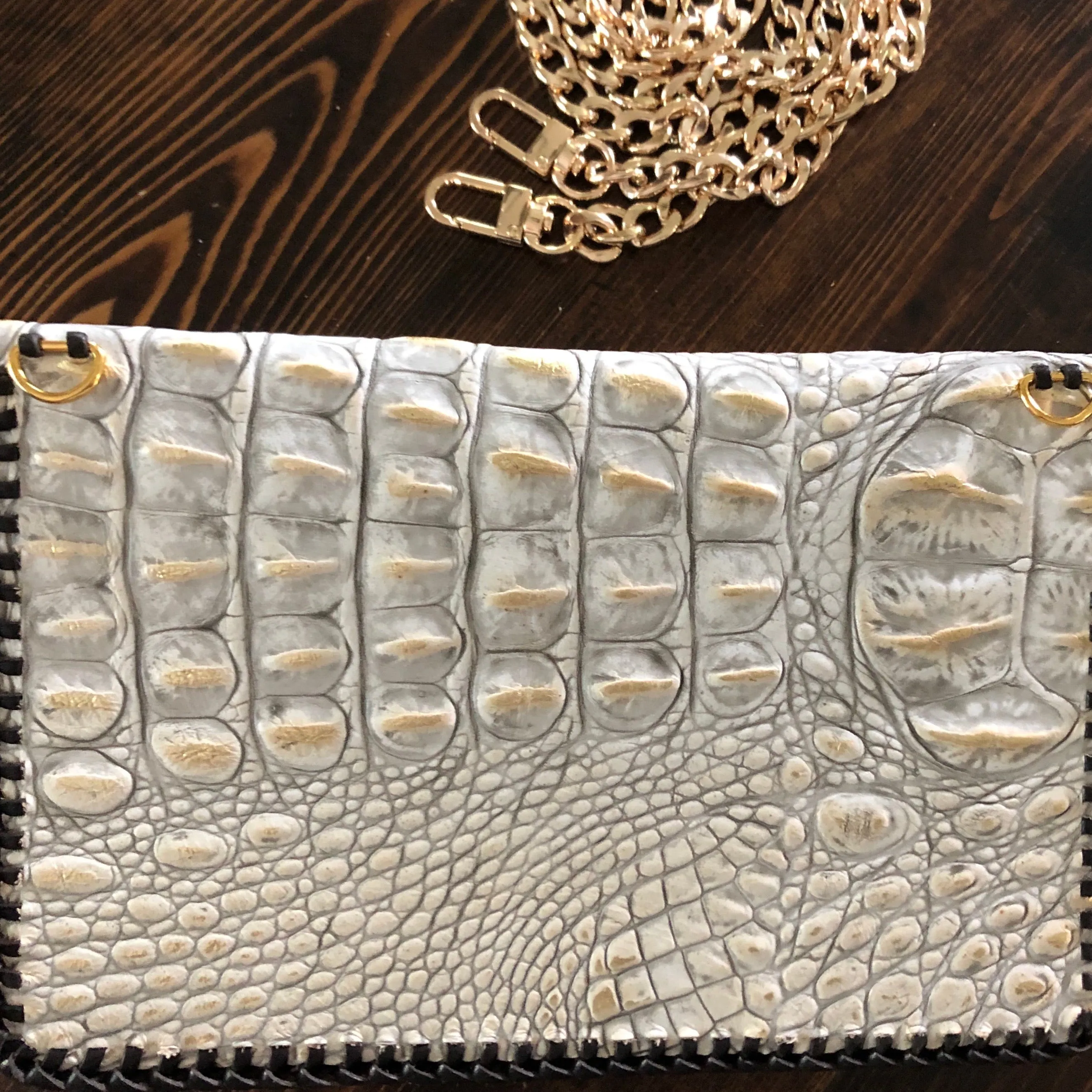 The Wren - Gold Vernis Vintage Wristlet/Crossbody/Clutch Bag